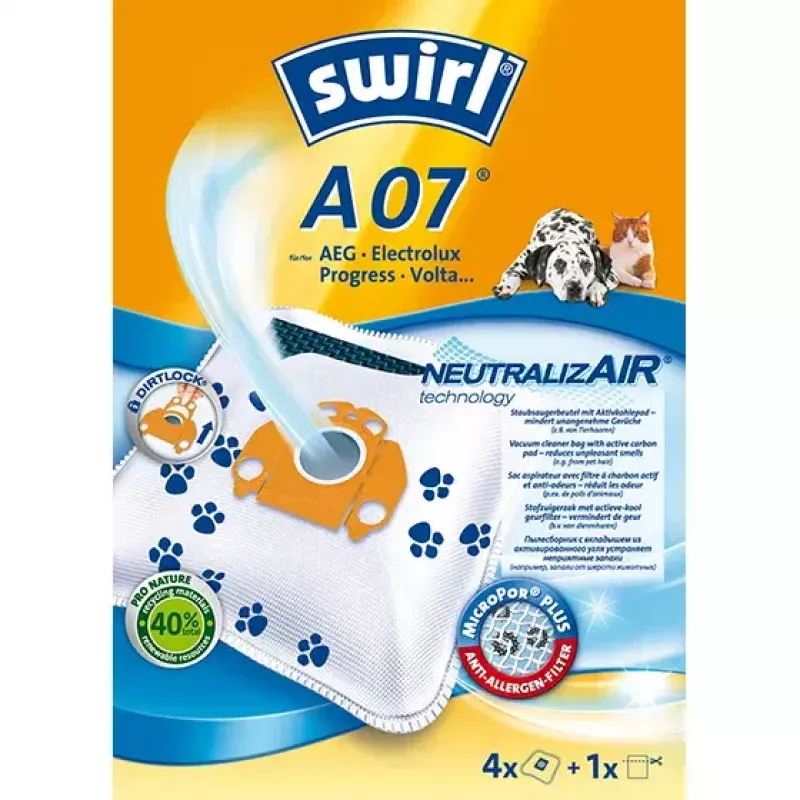 Dulkių maišelis Swirl A 07 NeutralizAir cilindriniam dulkių siurbliui