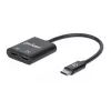 Manhattan USB-C į USB-C garso adapteris ir USB-C (su maitinimo tiekimu), juodas, 480 Mbps (USB 2.0), kabelis 11 cm, su maitinimo tiekimu į USB-C prievadą (60 W), trejų metų garantija