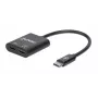 Manhattan USB-C į USB-C garso adapteris ir USB-C (su maitinimo tiekimu), juodas, 480 Mbps (USB 2.0), kabelis 11 cm, su maitinimo tiekimu į USB-C prievadą (60 W), trejų metų garantija