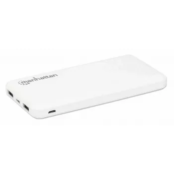 “Manhattan” išorinė baterija, 10000 mAh, išvestis: 2x USB-A (2,1 A ir 1 A), įvestis: USB-C ir Micro-USB (abu 2 A), balta, vienerių metų garantija