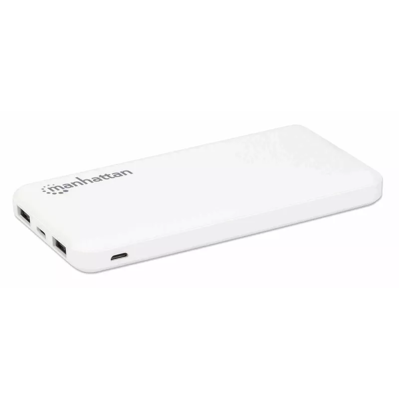 “Manhattan” išorinė baterija, 10000 mAh, išvestis: 2x USB-A (2,1 A ir 1 A), įvestis: USB-C ir Micro-USB (abu 2 A), balta, vienerių metų garantija