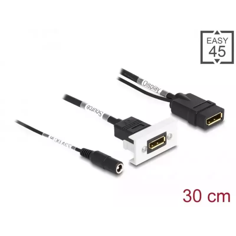 DeLOCK Easy 45 DisplayPort 4K 60 Hz modulis su DC maitinimu 2,1 x 5,5 mm