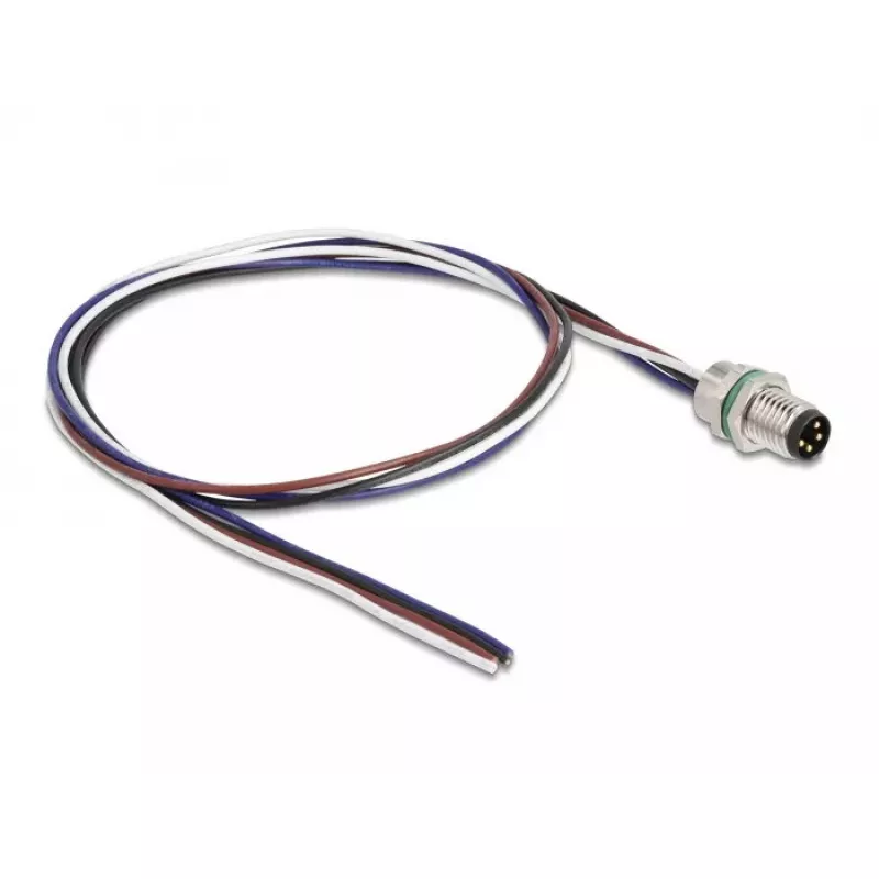 DeLOCK M8 skydo montavimo kabelis, A-koduotas, 4 kontaktų kištukas, 0,5 m