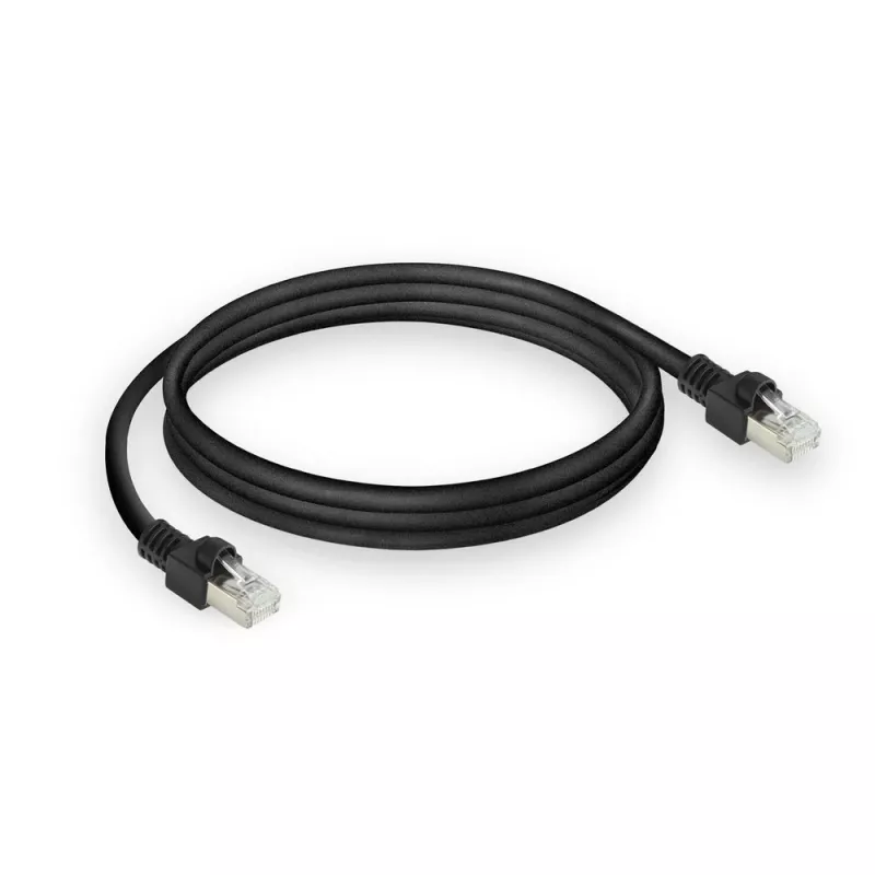 ACT Juoda 0,5 m S/FTP CAT7 PUR lankstus komutacinis kabelis be užkabinimo su RJ45 jungtimis (CAT6A suderinamas)