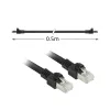 ACT Juoda 0,5 m S/FTP CAT7 PUR lankstus komutacinis kabelis be užkabinimo su RJ45 jungtimis (CAT6A suderinamas)