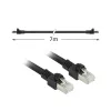 ACT juodas 7 metrų S/FTP CAT7 PUR lankstus komutacinis kabelis be užsikabinimo su RJ45 jungtimis (atitinka CAT6A)