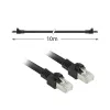 ACT juodas 10 metrų S/FTP CAT7 PUR lankstus komutacinis kabelis be užkibimų su RJ45 jungtimis (atitinka CAT6A)