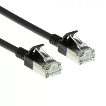 ACT juodas 10 metrų LSZH U/FTP CAT6A duomenų centro plonas komutacinis kabelis be užkabų su RJ45 jungtimis