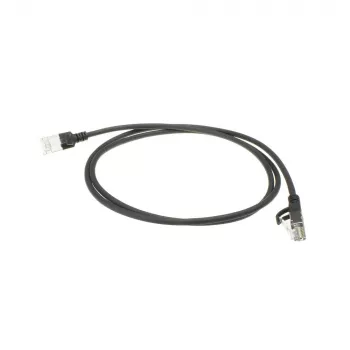 ACT juodas 10 metrų LSZH U/FTP CAT6A duomenų centro plonas komutacinis kabelis be užkabų su RJ45 jungtimis