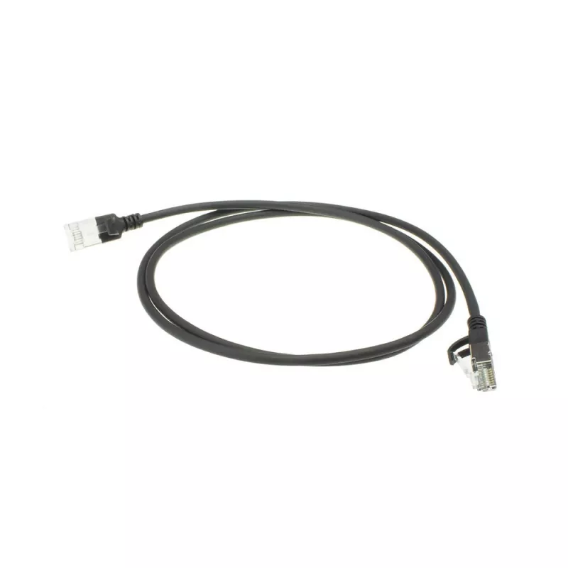 ACT juodas 10 metrų LSZH U/FTP CAT6A duomenų centro plonas komutacinis kabelis be užkabų su RJ45 jungtimis