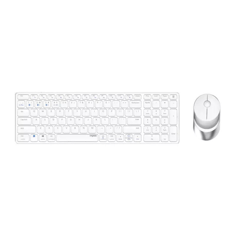 Rapoo 9750M klaviatūra ir pelė belaidis „Bluetooth“ QWERTZ vokiška balta