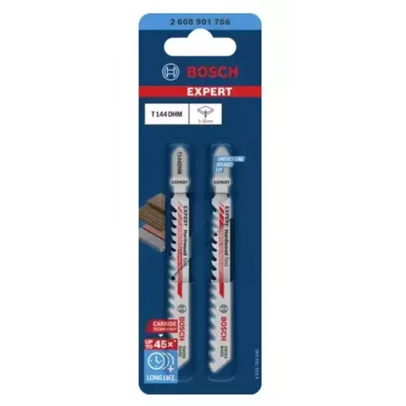 Pjūklo geležtė Bosch T144DHM Carbide 2 vnt. Kietmedis Plastikas