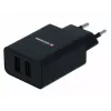 Maitinimo įkroviklis SWISSTEN Travel Charger SW-21A105W-BK, 2×USB, 2,1 A vienam prievadui (10,5 W bendra galia)