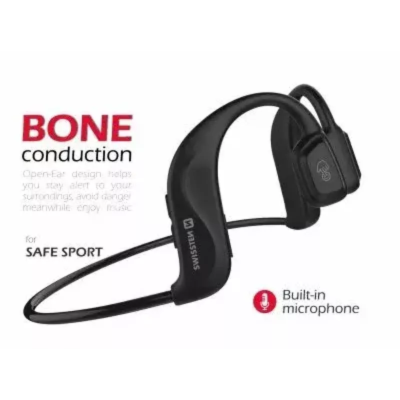 Ausinės Swissten Bone Conduction Bluetooth V5.0 juodos