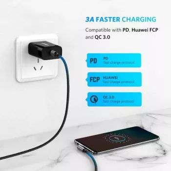Ugreen 50123 USB laidas USB 2.0 1 m USB C juoda, sidabrinė