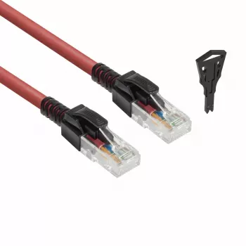ACT Raudonas 1 metro U/UTP CAT6A LSZH užrakinamas komutacinis kabelis be užkliuvimų su RJ45 jungtimis