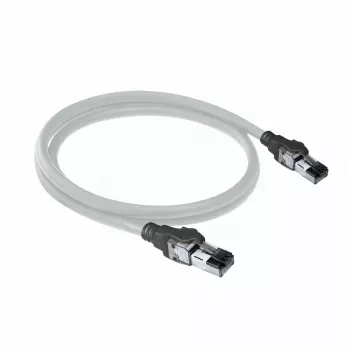 ACT pilkas 1 m S/FTP CAT6A IDC 4PPoE / PoE++ 100 W LSZH komutacinis kabelis, neužsikabinantis su RJ45 jungtimis