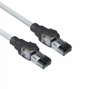 ACT pilkas 1,5 metro S/FTP CAT6A IDC 4PPoE / PoE++ 100W LSZH komutacinis kabelis be užkabinimų su RJ45 jungtimis