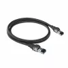 ACT Juoda 1 metro S/FTP CAT6A IDC 4PPoE / PoE++ 100W LSZH komutacinis kabelis su užsifiksuojančia apsauga, RJ45 jungtimis