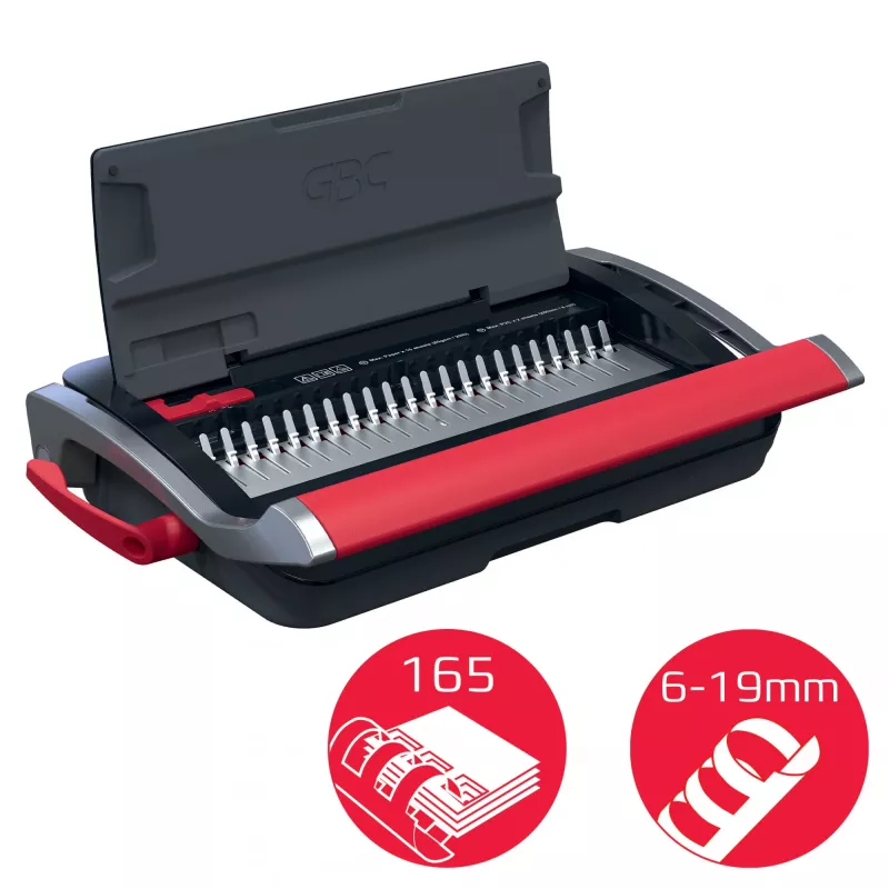 GBC CombBind® CB15 Manual Binding Machine, Comb binding machine, Manual, 165 sheets, Juoda, Red