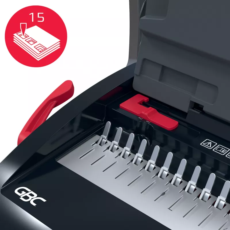 GBC CombBind® CB15 Manual Binding Machine, Comb binding machine, Manual, 165 sheets, Juoda, Red