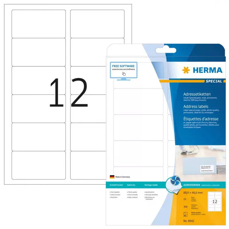 Rašaliniai adresų lipdukai HERMA 8842