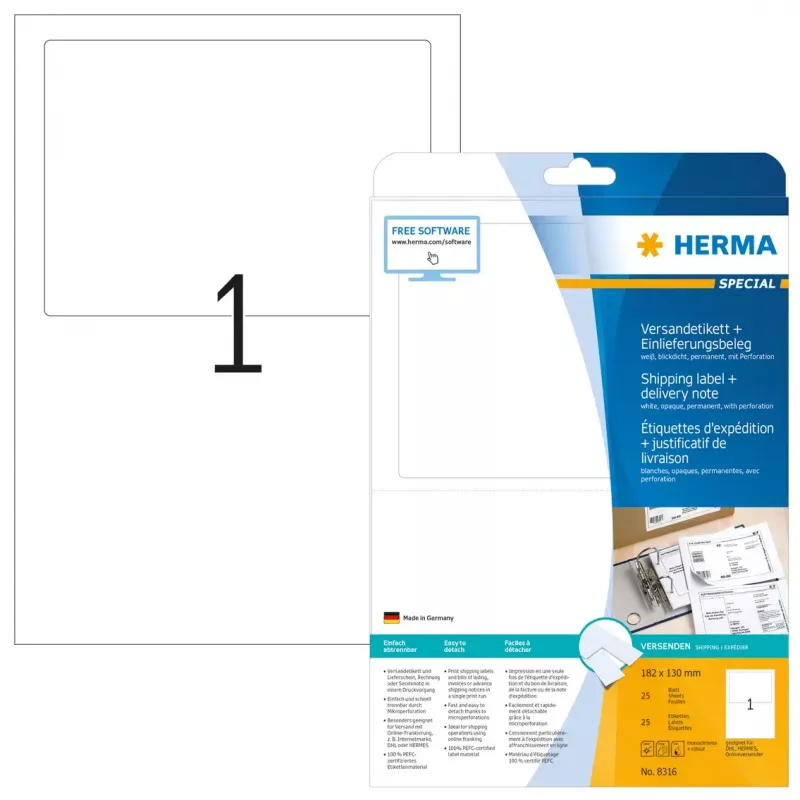 Siuntimo etiketė + pristatymo pranešimas HERMA 8316