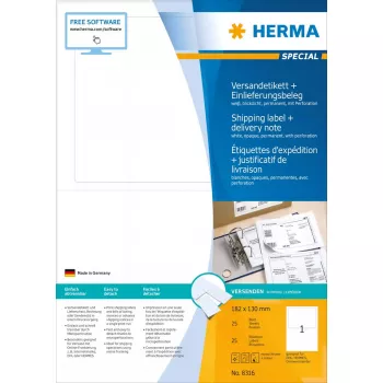 Siuntimo etiketė + pristatymo pranešimas HERMA 8316