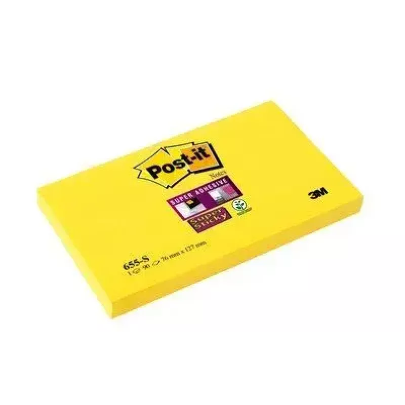 Post-It Lapeliai Popierius Stačiakampiai Geltoni 90 lapelių Lipnūs 3M