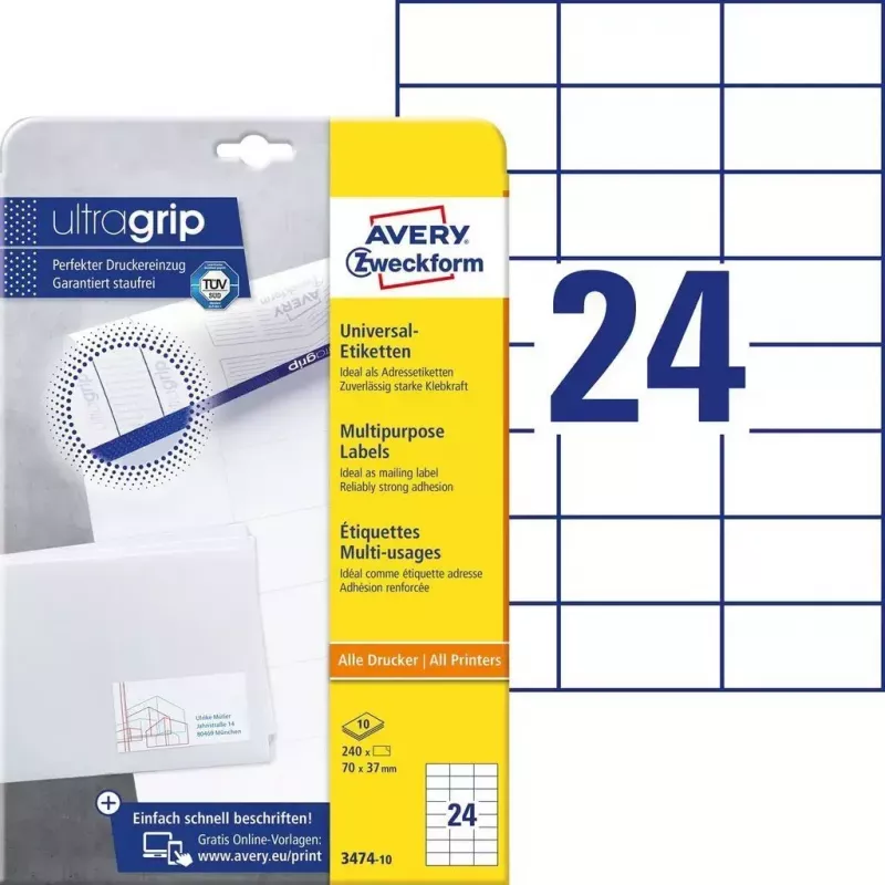 Lipnios etiketės Stačiakampis AVERY 3474-10