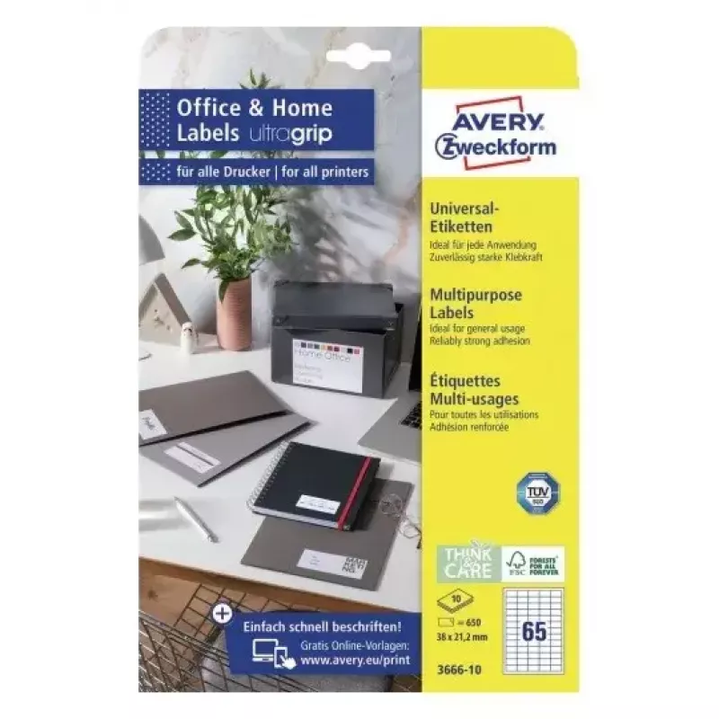 Lipnios etiketės stačiakampės AVERY 3666-10
