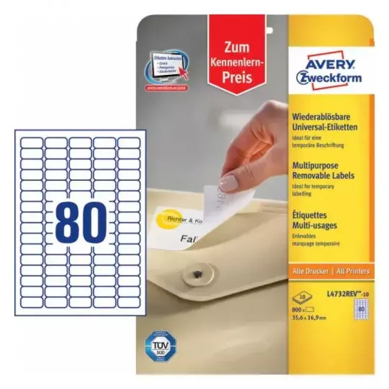 Lipnus spausdintuvo etiketė AVERY L4732REV-10
