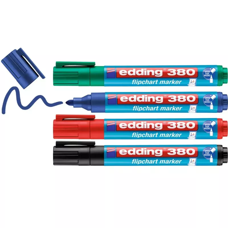 Marker Edding 380 Bullet tip Juoda Blue Green Red
