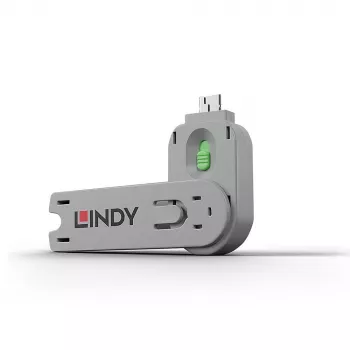 “Lindy” USB A tipo prievado blokavimo raktas, žalias, prievadų blokavimo raktas, USB A tipo, žalias, akrilnitrilo butadieno stirenas (ABS), 1 vnt., polietileninis maišelis