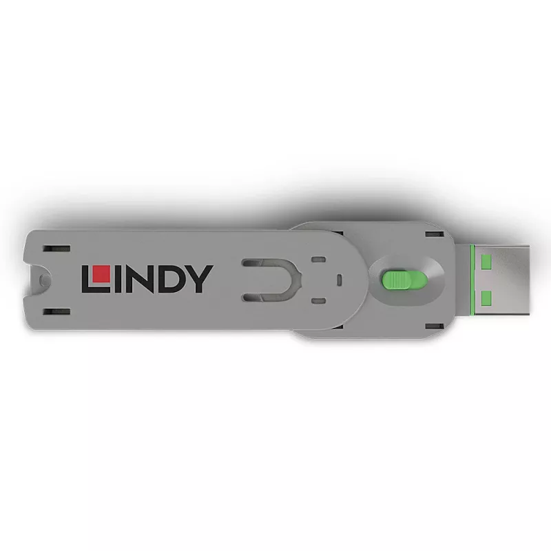“Lindy” USB A tipo prievado blokavimo raktas, žalias, prievadų blokavimo raktas, USB A tipo, žalias, akrilnitrilo butadieno stirenas (ABS), 1 vnt., polietileninis maišelis
