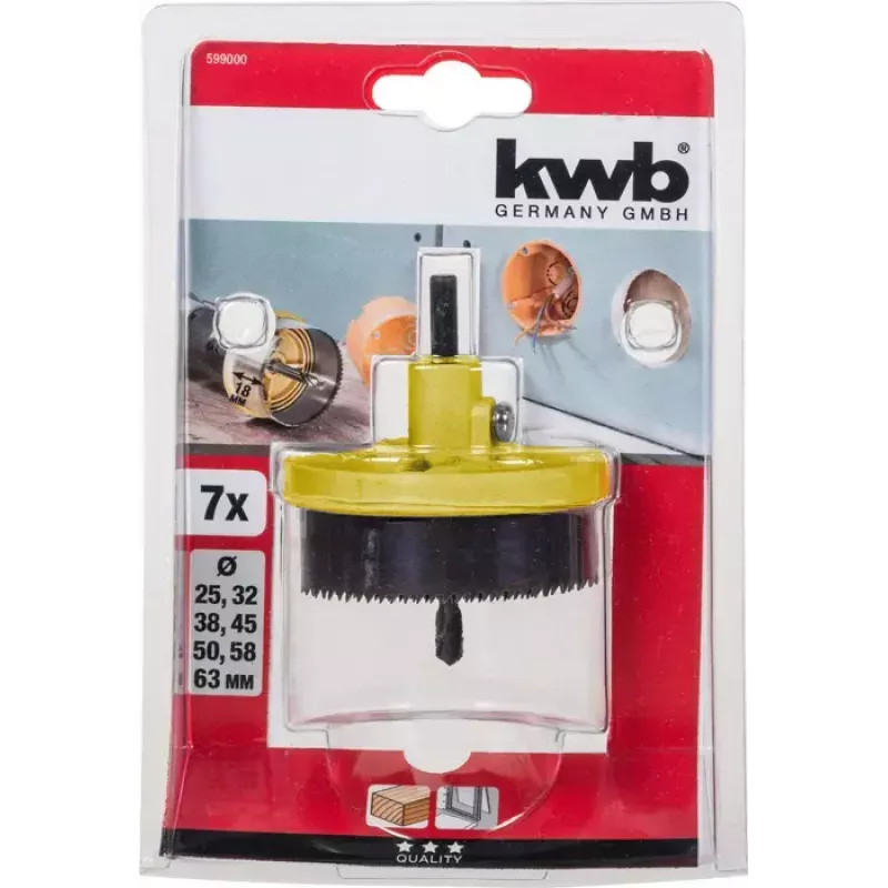 Skylių pjūklų rinkinys KWB 599000 7 vnt. 6,3 cm plastikui, medienai