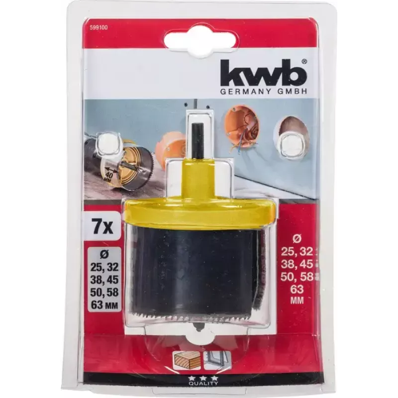 Skylių pjovimo rinkinys KWB 599100 7 vnt. 6,3 cm medienai ir plastikui