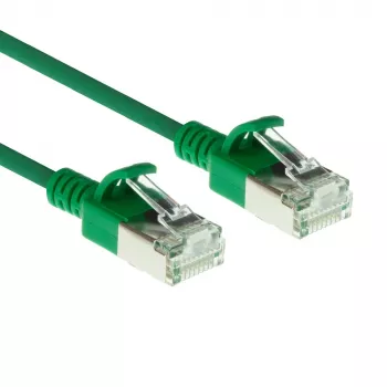 ACT Green 0,25 m LSZH U/FTP CAT6A duomenų centro plonas pataisymo kabelis su apsaugotais RJ45 kištukais