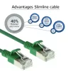 ACT Green 0,25 m LSZH U/FTP CAT6A duomenų centro plonas pataisymo kabelis su apsaugotais RJ45 kištukais