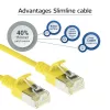 ACT geltonas 5 m LSZH U/FTP CAT6A duomenų centro plonas pataisų kabelis be užkabos su RJ45 jungtimis