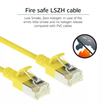 ACT geltonas 1,5 m LSZH U/FTP CAT6A plonas duomenų centro pataisomasis laidas su RJ45 jungtimis