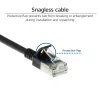ACT juodas 5 metrų LSZH U/FTP CAT6A duomenų centro plonas komutacinis kabelis be užkliuvimo su RJ45 jungtimis