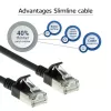 ACT juodas 1,5 metro LSZH U/FTP CAT6A duomenų centro plonas pataisymo kabelis, nesikabinantys su RJ45 jungtimis
