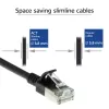 ACT juodas 0,25 metro LSZH U/FTP CAT6A duomenų centro plonas pataisymo kabelis be užkabinimų su RJ45 jungtimis