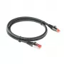 ACT juodas 7 metrų CAT6A U/FTP PVC didelio lankstumo nesusipainiojantis pataisų kabelis su apsauga nuo užkliuvimo ir RJ45 jungtimis