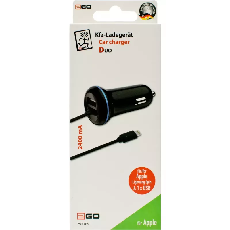 Mobiliojo įrenginio įkroviklis 2GO 797169 Universalus juodas Cigar lighter Auto 12/24V