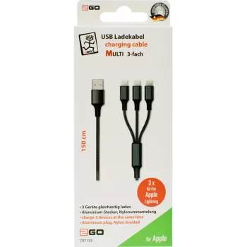 „Lightning“ laidas 2GO 797155 1,5 m juodas USB B USB C Micro-USB B
