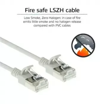 ACT pilkas 10 m LSZH U/FTP CAT6A duomenų centro plonas komutacinis kabelis be užkabinimo su RJ45 jungtimis