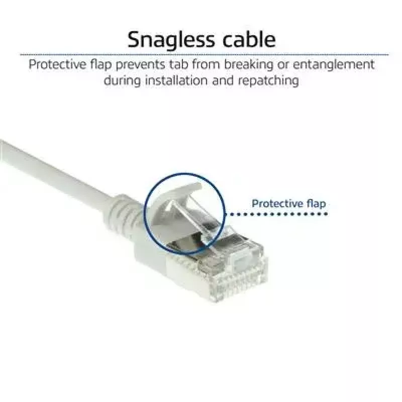 ACT pilkas 10 m LSZH U/FTP CAT6A duomenų centro plonas komutacinis kabelis be užkabinimo su RJ45 jungtimis
