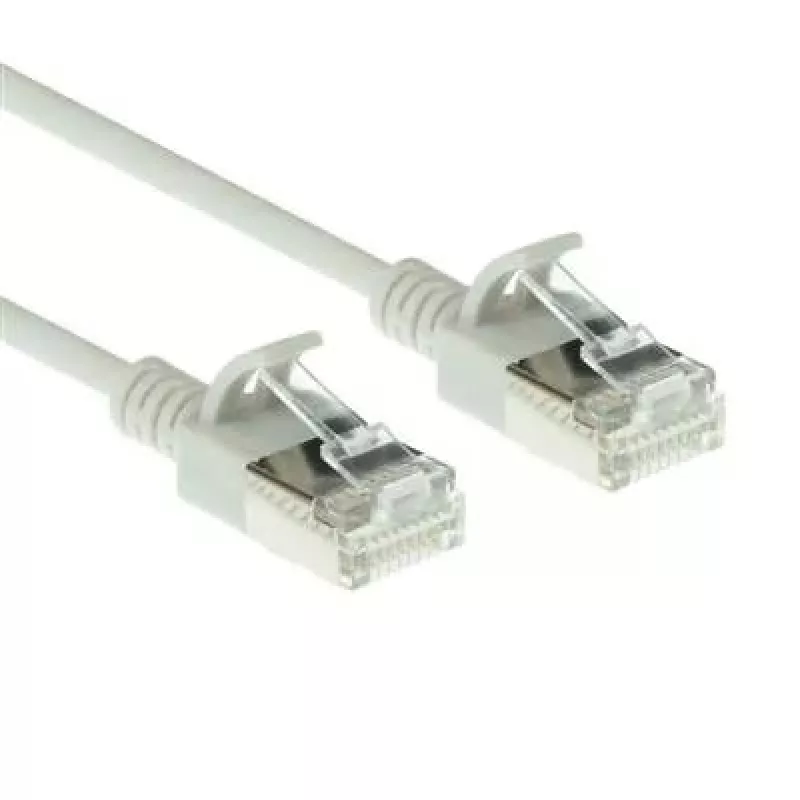 ACT pilkas 10 m LSZH U/FTP CAT6A duomenų centro plonas komutacinis kabelis be užkabinimo su RJ45 jungtimis